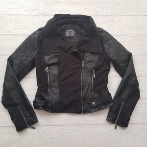 Blanc Noir || vegan leather zipper moto jacket